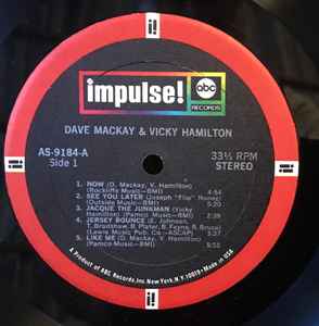 Image of Label Cover of LP - VG+/G+ - DAVE MACKAY & VICKY HAMILTON, Dave Mackay & Vicky Hamilton (Impulse!; AS 9184, US 1969, Laminated Gatefold Sleeve), Streaky hairlines but plays well. Sleeve is nice.,  - 4016345C