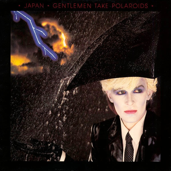 Image of Front Cover of 4344020S: LP - JAPAN, Gentlemen Take Polaroids (Virgin; V 2180, UK 1980, Strawberry Matrix) torn of artwork at bottom of cover, edge wear, creasing  G+/VG+