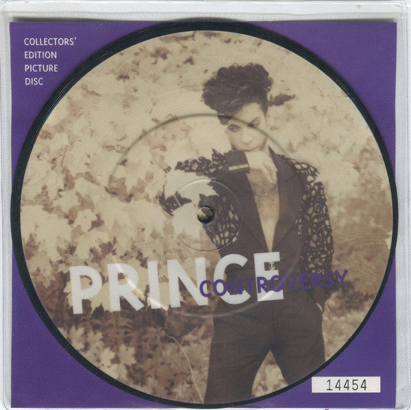 Image of Front Cover of 3914186C: 7" - PRINCE, Controversy / The Future (Remix) (Paisley Park ; W0215P, UK 1993, Insert, Picture Disc)   EX/EX