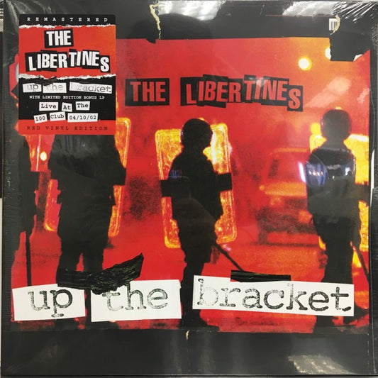 Image of Front Cover of 2xLP - NEW/NEW - THE LIBERTINES, Up The Bracket (Rough Trade; RT0332LPE, UK 2022 Reissue, 2 Inners, Red Vinyl, 20th Anniversary Edition), , The Libertines' incredible debut album, "Up The Bracket," has been reissued in a 20th Anniversary Edition. "Up The Bracket" exploded onto the indie music scene in the early 2000s, introducing the world to The Libertines, a new gang of London bohemians known for their ragged tunes, red military tunics, and "live now, pay later" attitude. The album
