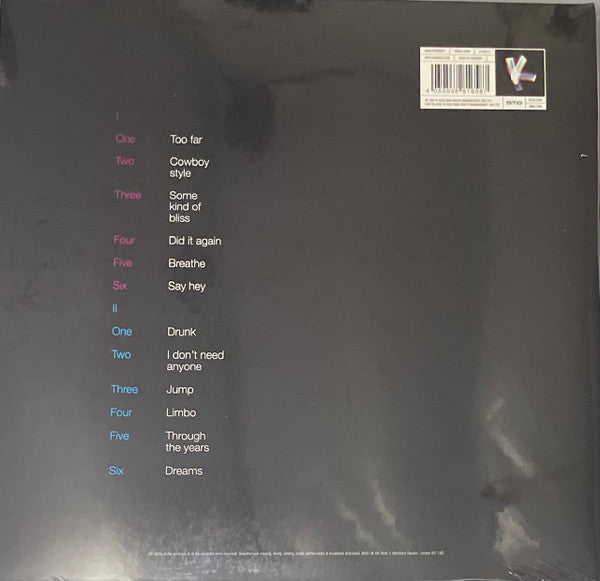 Image of Back Cover of 4232073E: LP - KYLIE MINOGUE, Impossible Princess (BMG; BMGCAT586OLP, Europe 2022 Reissue, Inner, Orange Opaque Vinyl.)   NEW/NEW