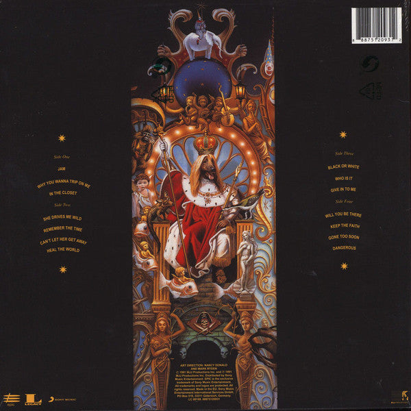Image of Back Cover of 2xLP - VG+/VG+ - MICHAEL JACKSON, Dangerous (Epic; 88875120931, Europe 2018 Reissue, 2 Inners, 180g), Still In Opened Shrinkwrap,  - 3416016C