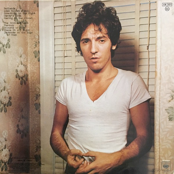 Image of Back Cover of 3824061E: LP - BRUCE SPRINGSTEEN, Darkness On The Edge Of Town (CBS Orange/Yellow; CBS 32542, UK 1978, Inner & Insert, 33rpm on left of Label, CBS at Bottom of Label) Light marks on the vinyl. Includes insert.  VG/VG