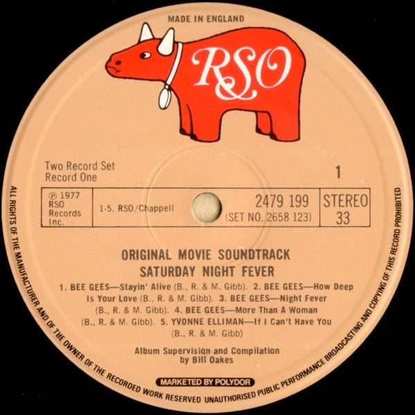 Image of Label Cover of 2xLP - VG/VG - VARIOUS, Saturday Night Fever (The Original Movie Sound Track) (RSO; 2658 123, UK 1977, Gatefold, No Insert, Made in England at top of label), Edge and Ring Wear,  - 2646096S