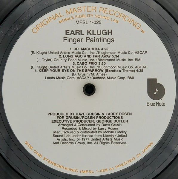 Image of Label Cover of 3314378C: LP - EARL KLUGH, Finger Paintings (Mobile Fidelity Sound Lab; MFSL 1-025, US 1980 Reissue, Picture Sleeve, Insert, Limited Edition, Remastered) Spine damage to sleeve. A few light marks to vinyl.  G+/VG