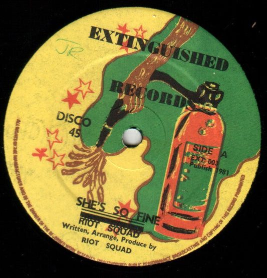Image of Front Cover of 12" - /G - RIOT SQUAD, She's So Fine / Running (Extinguished Records ; EXT 003, UK 1981), Lots of marks and scuffs, plays fine and above grade. WOL.,  - 3016298C