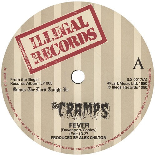 Image of Label Cover of 7" - VG/VG+ - THE CRAMPS, Fever/ Garbageman (Illegal; ILS0017, UK 1980 Reissue, Picture Sleeve With Four Photos), Ring Wear, Damage To Sleeve Opening,  - 4126527E
