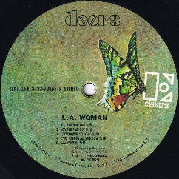 Image of Label Cover of LP - VG/VG+ - THE DOORS, L.A. Woman (Elektra ; 8122-79865-5, Europe 2009 Reissue, Debossed Die-Cut Sleeve With Acetate Window And Radius Corners, Inner, 180 Gram Vinyl), Sleeve Creased,  - 2826058E