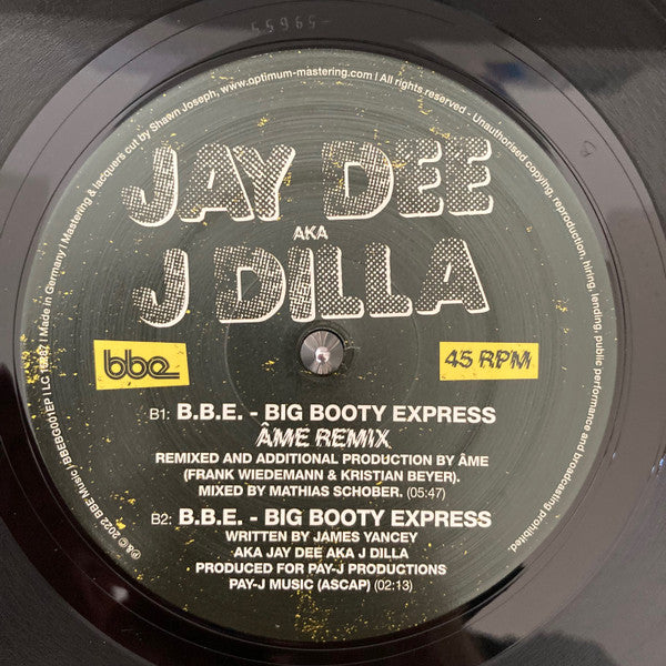 Image of Back Cover of 3514047C: 12" - JAY DEE AKA J DILLA, B.B.E. - Big Booty Express (BBE; BBEBG001EP, UK 2022) Still In Stickered Shrinkwrap  EX/EX