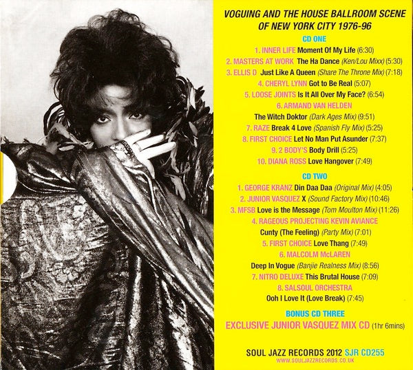 Image of Back Cover of 4334092E: 3xCD - VARIOUS, Voguing & The House Ballroom Scene Of New York City 1976-96 (Soul Jazz Records ; SJR CD255, UK 2012, Triple Digipak, Booklet, Postcards x6)   EX/EX