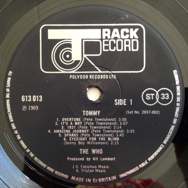 Image of Label Cover of 2xLP - VG/VG - THE WHO, Tommy (Track; 613 013/4, UK 1969 Reissue, Unlaminated EJ Day Fold Out Sleeve, Booklet (Not Numbered)), Strong VG, Edge Wear,  - 4226309E