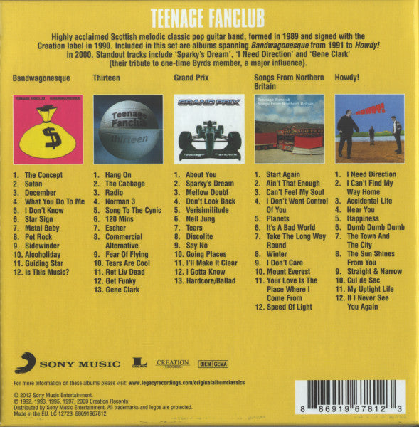 Image of Back Cover of 5xCD - VG+/VG+ - TEENAGE FANCLUB, Original Album Classics (Sony Music ; 88691967812, Europe 2012, Slipcase, Sony DADC Runout), ,  - 3416388C