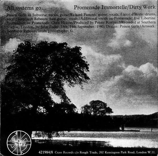Image of Back Cover of 7" - VG/VG+ - POISON GIRLS, All Systems Go (Crass Records; 421984/8, UK 1981, Gatefold), Nice copy. ,  - 0916225C