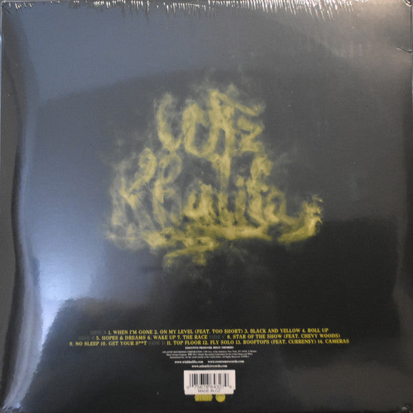 Image of Back Cover of 5115237C: 2xLP - WIZ KHALIFA, Rolling Papers (Atlantic Records ; 527099-1, US 2021 Reissue, Picture Sleeve, Insert, Limited Edition Rolling Papers Vinyl. Pressed on Blue with Splatter Effect . Limited to 2,500 Worldwide.) Sleeve has sticker damage / ghosts on front  VG/VG+