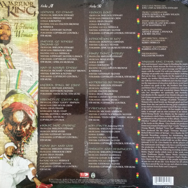 Image of Back Cover of LP - G+/VG - WARRIOR KING, Virtuous Woman (VP Records; VPRL-1648, US 2002), Conservative grading, sign of stickes on sleeve.,  - 3546309S