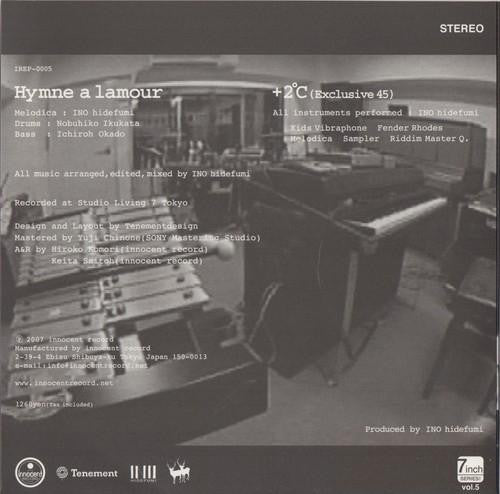 Image of Back Cover of 7" - VG/VG+ - INO HIDEFUMI, Hymne A Lamour / +2 C (Innocent Record ; IREP-0005, Japan 2007, Picture Sleeve), Slightly creased sleeve corner,  - 2516340C