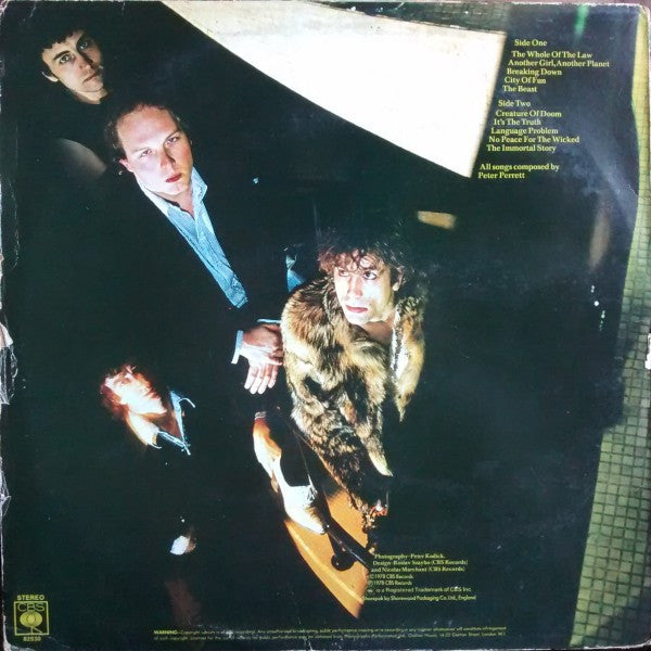 Image of Back Cover of LP - G+/VG - THE ONLY ONES, The Only Ones (CBS; 82830, UK 1978, Insert), Strong VG, light marks. Heavy edge wear and sticker damage on back of sleeve coloured in marker, spine completely unreadable, creasing. ,  - 3346308S