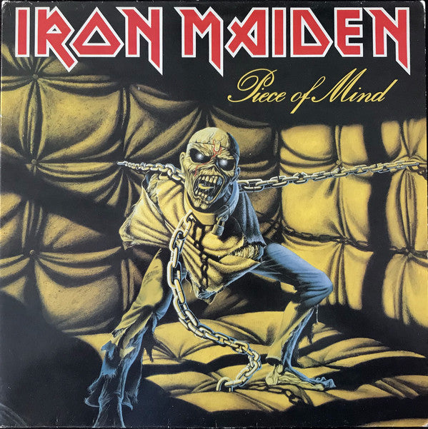 Image of Front Cover of LP - VG/G+ - IRON MAIDEN, Piece of Mind (EMI; EMA 800, UK 1983, Gatefold, Black Card Inner with rounded corners, First pressing), Many light hairlines. Edgewear. Sleeve has some tape on bottom seam.,  - 2326243E