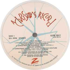 Image of Label Cover of LP - VG/VG - VARIOUS, A Christmas Record (ZE Records; ILPS 7017, UK 1981, White Vinyl), ,  - 3926133E