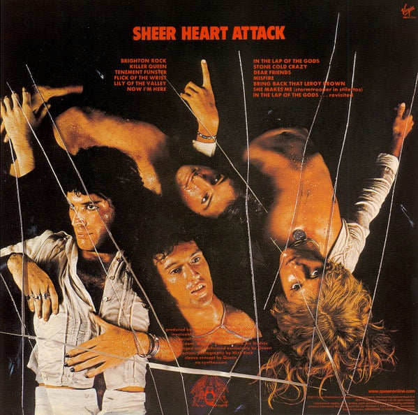 Image of Back Cover of LP - VG+/VG+ - QUEEN, Sheer Heart Attack (EMI; 00602547202680, UK 2015 Reissue, Inner, Half-Speed Mastered, 180 Gram Vinyl), Strong VG+, Corner Bump,  - 2726171E