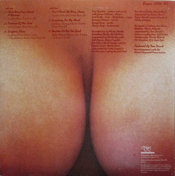 Image of Back Cover of 2814262C: LP - ERIC CLAPTON, E.C. Was Here (RSO ; 2394 160, UK 1975, Inner) Strong VG+, Sticker damage to sleeve  VG/VG+