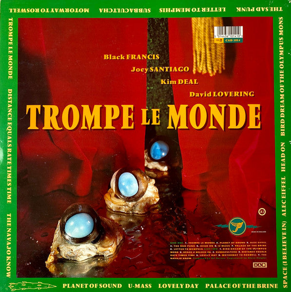 Image of Back Cover of LP - VG/G - PIXIES, Trompe le Monde (4AD; CAD1014, UK 1991, Inner), Disc covered in surface marks and hairlines, Nothing feelable, Sleeve has a few edge pinches but strong VG,  - 2316519C