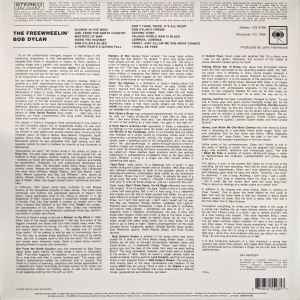Image of Back Cover of LP - NEW/NEW - BOB DYLAN, The Freewheelin' Bob Dylan (Columbia; 88985455281, Europe 2018 Reissue, Stereo), ,  - 0716312C