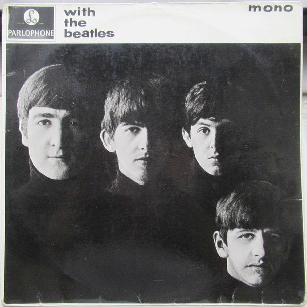 Image of Front Cover of LP - VG/G+ - THE BEATLES, With The Beatles (Parlophone Black/Yellow; PMC 1206, UK 1963, Laminated E.J. Day Sleeve, EMITEX Company Inner, Mono, 'Dominion' Credit, KT Tax Code, 'You Really Got A' On Sleeve and Label,), Lots of hairlines.  Edge creasing and some laminate bubbling. ,  - 3026253E
