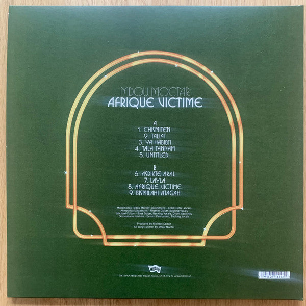 Image of Back Cover of LP - EX/EX - MDOU MOCTAR, Afrique Victime (Matador  ; OLE1614LPE, Europe 2021, Gatefold, Inner, Purple Vinyl), Opened instore, still in hype stickered shrinkwrap.,  - 3426206E
