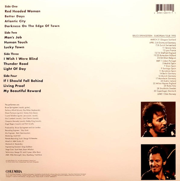 Image of Back Cover of 2xLP - VG+/VG+ - BRUCE SPRINGSTEEN, In Concert / MTV Plugged (Columbia; 473860 1, USA & Europe 2018 Reissue, 2 Inners, Remastered), ,  - 3646349S