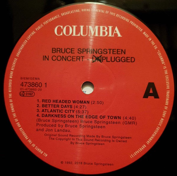 Image of Label Cover of 2xLP - VG+/VG+ - BRUCE SPRINGSTEEN, In Concert / MTV Plugged (Columbia; 473860 1, USA & Europe 2018 Reissue, 2 Inners, Remastered), ,  - 3646349S