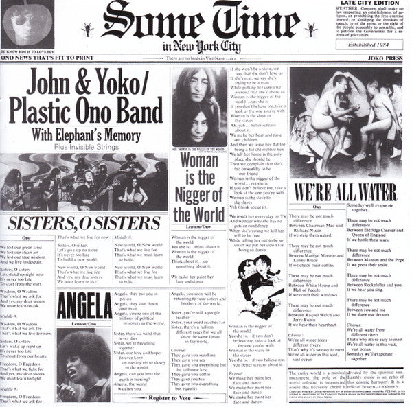Image of Front Cover of 4935230E: CD - JOHN & YOKO / PLASTIC ONO BAND / ELEPHANTS MEMORY PLUS INVISIBLE STRINGS, Some Time In New York City (Parlophone; 094634097628, Australasia 2005 Reissue, Jewel Case)   VG+/VG+