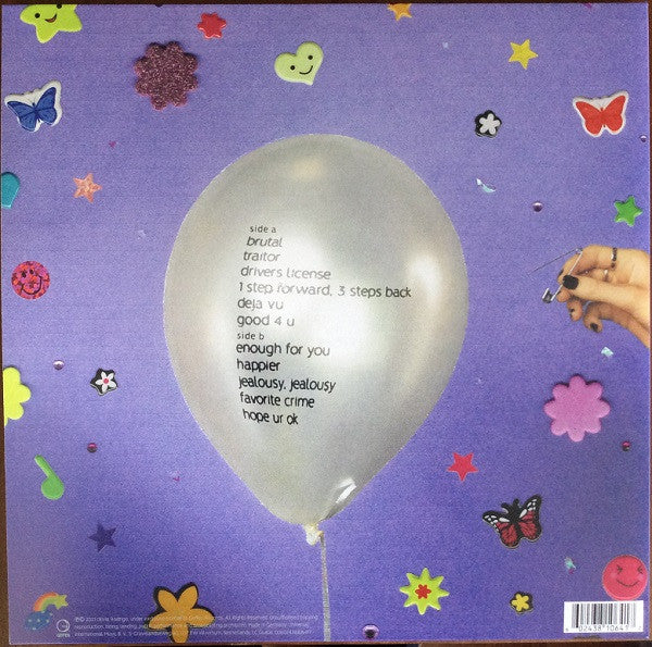 Image of Back Cover of LP - VG+/VG+ - OLIVIA RODRIGO, Sour (Geffen Records  ; 00602438106417, USA & Europe 2021, Gatefold, Inner), ,  - 3726257E
