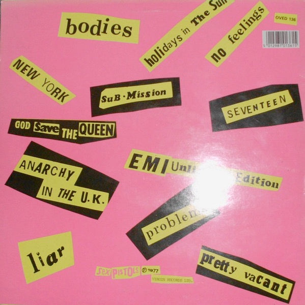 Image of Back Cover of 4614323C: LP - SEX PISTOLS, Never Mind The Bollocks Here's The Sex Pistols (Virgin Grey Labels; OVED 136, UK 1985 Reissue)   VG/G