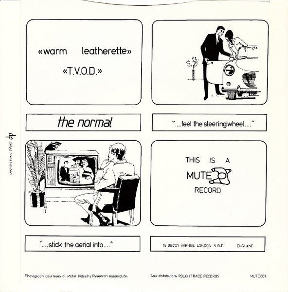 Image of Back Cover of 7" - VG+/VG - THE NORMAL, T.V.O.D. / Warm Leatherette (Mute; MUTE 001, UK 1978, Picture Sleeve, Mute And Lyntone Run Outs, No Scratched Out Matrix), Strong VG,  - 2426181E