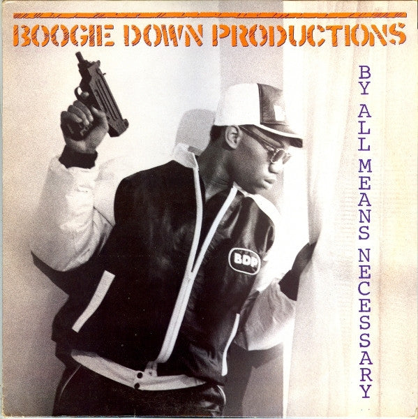 Image of Front Cover of LP - G/G - BOOGIE DOWN PRODUCTIONS, By All Means Necessary (Jive; HIP 63, UK 1988, Inner), Inner is torn. Vinyl very marked. Sleeve has edgewear, creasing, name written on it. ,  - 3726415E