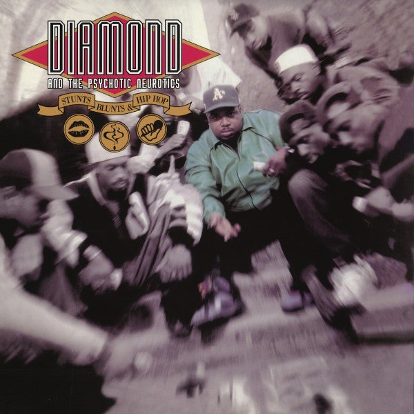 Image of Front Cover of 4514360C: 2xLP - DIAMOND AND THE PSYCHOTIC NEUROTICS, Stunts, Blunts, & Hip Hop (Get On Down; GET 54065-LP, US 2014 Reissue)   NEW/NEW