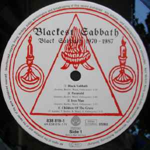Image of Label Cover of 2xLP - G+/VG - BLACK SABBATH, Blackest Sabbath (Vertigo; 8388181, Germany 1989, Embossed Gatefold, 2 Inners), Light hairlines and scuffs on the records. Sleeve has some water damage inside gatefold (flaps were stuck together). ,  - 3226013E