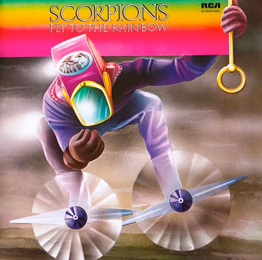 Image of Front Cover of 3125274E: LP - SCORPIONS, Fly To The Rainbow (RCA International Black; NL 70084, Germany 1980s Reissue, Track Listing Above Spindle Hole)   VG/VG