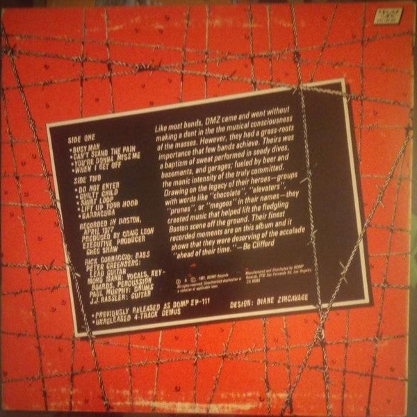 Image of Back Cover of 5124130E: LP - DMZ, Relics (VOXX Records Blue Label; VXS 200.004, US 1981) Strong VG+, Still In Shrinkwrap  VG+/VG+