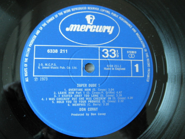 Image of Label Cover of 4224215E: LP - DON COVAY, Super Dude I (Mercury; 6338 211, UK 1973, Laminated Sleeve)   VG/VG+