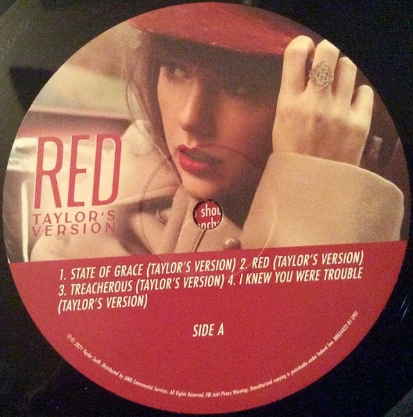 Image of Label Cover of 4xLP - VG+/VG+ - TAYLOR SWIFT, Red (Taylor's Version) (Republic Records; B0034422-01, USA, Canada & Europe 2021, Gatefold, 4 Inners, MPO Pressing), Small number of light hairlines across records, mainly on discs 1 and 3. ,  - 2326326E
