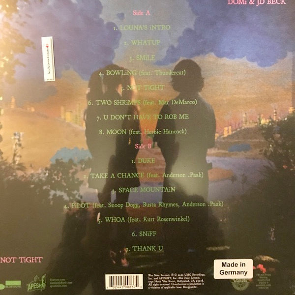 Image of Back Cover of LP - NEW/NEW - DOMI & JD BECK, Not Tight (Blue Note; 4590837, US 2022, Insert, 180 Gram Vinyl), ,  - 1136106E