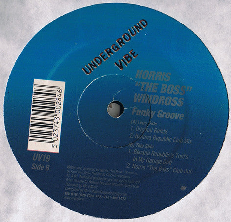 Image of Front Cover of 12" EP - VG/VG - NORRIS "THE BOSS" WINDROSS, Funky Groove (Underground Vibe; UV19, UK 1996, Company Sleeve), ,  - 3746496S