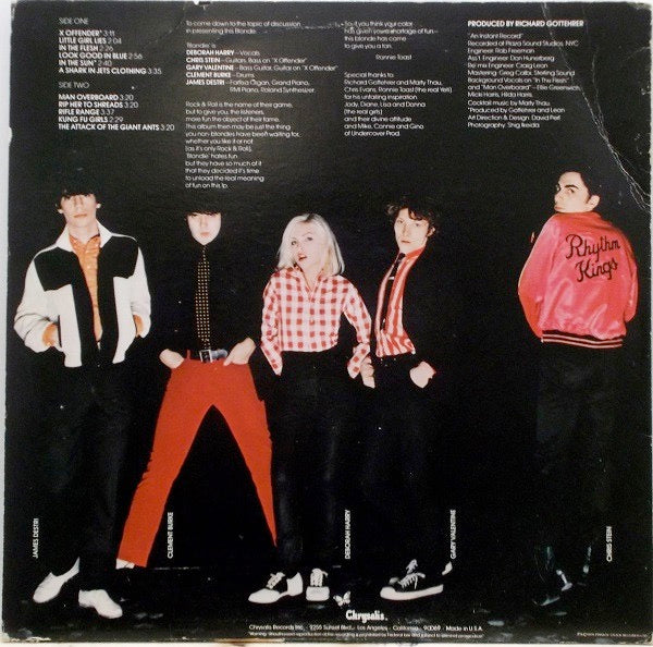 Image of Back Cover of LP - VG/VG - BLONDIE, Blondie (Chrysalis; CHR 1165, US 1977, Santa Maria Pressing), Light marks, edge & ring wear,  - 3546026S