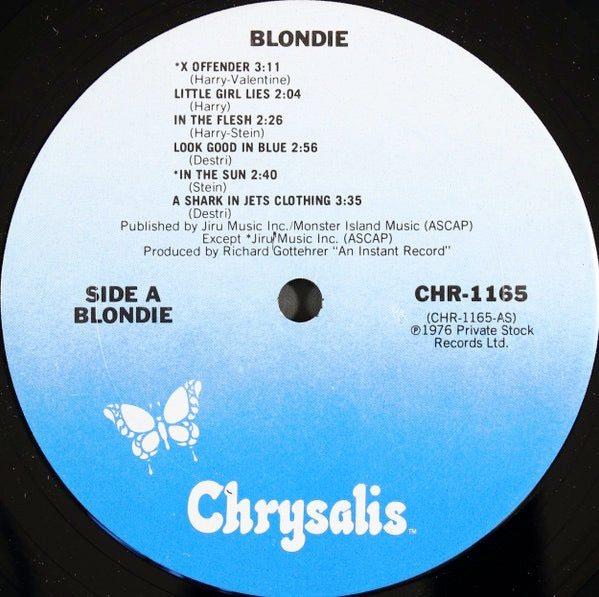 Image of Label Cover of LP - VG/VG - BLONDIE, Blondie (Chrysalis; CHR 1165, US 1977, Santa Maria Pressing), Light marks, edge & ring wear,  - 3546026S