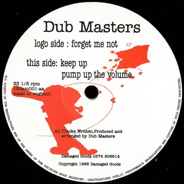 Image of Front Cover of 12" - /G+ - DUB MASTERS, Forget Me Not (Damaged Goods; 12dam001, UK 1996), Light mars, writing on label. Plays VG.,  - 3916012C