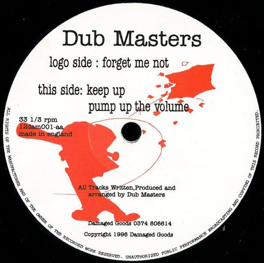 Image of Front Cover of 12" - /G+ - DUB MASTERS, Forget Me Not (Damaged Goods; 12dam001, UK 1996), Light mars, writing on label. Plays VG.,  - 3916012C