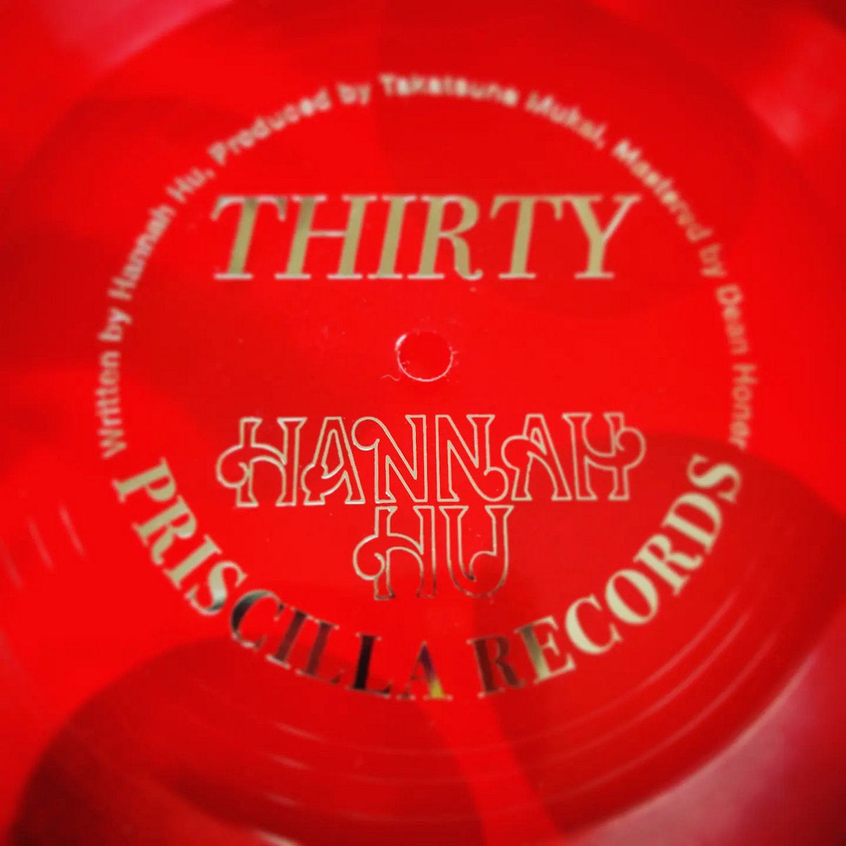 Image of Front Cover of 5142056S: 7" - HANNAH HU, Thirty (Priscilla Records; , France 2022, Generic, Red Vinyl, Square Flexi Disc, Limited Edition of 300, Single Sided, Sticker)   EX/EX