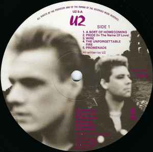Image of Label Cover of LP - VG/VG+ - U2, The Unforgettable Fire (Island Records; U25, UK 1984, Textured Sleeve, Inner), Strong VG - a few hairlines, top edge seam split,  - 2646158S